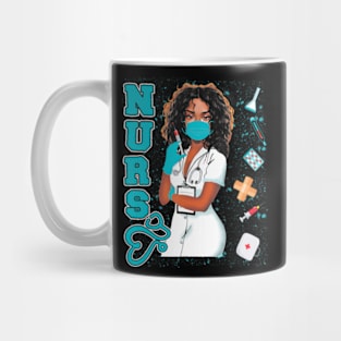 Black Nurse Uniform Face Mask Afro African Black History Mug